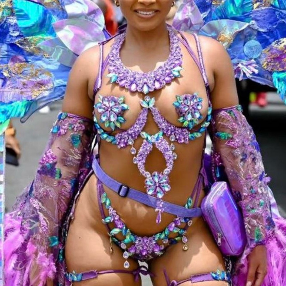 Vibrant Purple and Blue Carnival Costume